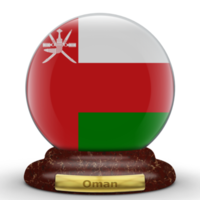 3D-Flagge von Oman auf einem Globus-Hintergrund. png