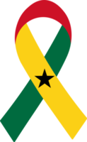 3d vlag van Ghana Aan een kleding stof lintje. png