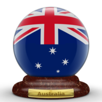 3D-Flagge von Australien auf Globushintergrund. png
