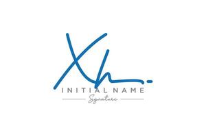 Initial XH signature logo template vector. Hand drawn Calligraphy lettering Vector illustration.