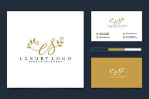 Initial ES Feminine logo collections and business card templat Premium Vector