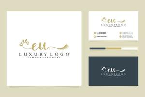 Initial EU Feminine logo collections and business card templat Premium Vector