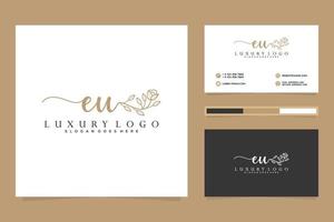 Initial EU Feminine logo collections and business card templat Premium Vector