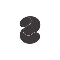 number 2  3d flat curves smooth symbol logo vector