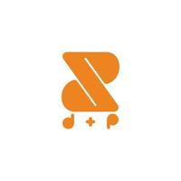 letter dp simple geometric curves logo vector