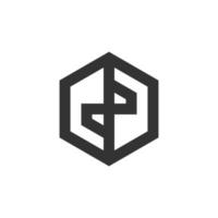 abstract letter dp line geometric hexagonal logo vector