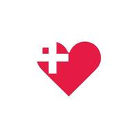 amor saludable más médico espacio negativo diseño símbolo logotipo vector