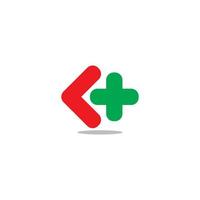 letter k plus medical logo vector