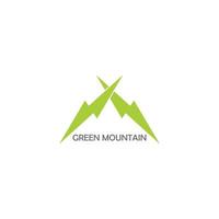 green mountain negative space simple geometric logo vector
