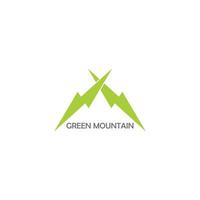 green mountain negative space simple geometric logo vector