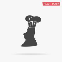 Silhouette of chef in hat. Simple flat black symbol with shadow on white background. Vector illustration pictogram