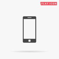 Mobile gadget. Simple flat black symbol with shadow on white background. Vector illustration pictogram