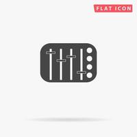 Sound Mixer Console. Simple flat black symbol with shadow on white background. Vector illustration pictogram