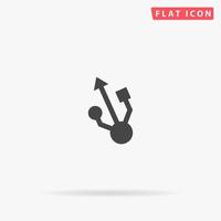 Usb. Simple flat black symbol with shadow on white background. Vector illustration pictogram