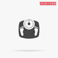 Bathroom scale with footprints. Simple flat black symbol with shadow on white background. Vector illustration pictogram