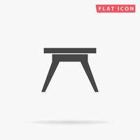 Small table. Simple flat black symbol with shadow on white background. Vector illustration pictogram