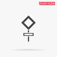 Empty road sign. Simple flat black symbol with shadow on white background. Vector illustration pictogram