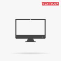 Computer display - Monitor. Simple flat black symbol with shadow on white background. Vector illustration pictogram