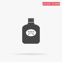 Bottle of poison. Simple flat black symbol with shadow on white background. Vector illustration pictogram