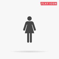 Woman. Simple flat black symbol with shadow on white background. Vector illustration pictogram