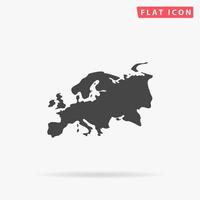 Eurasia map. Simple flat black symbol with shadow on white background. Vector illustration pictogram