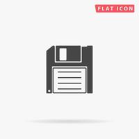 Diskette Save. Simple flat black symbol with shadow on white background. Vector illustration pictogram