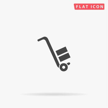 cargador manual. simple símbolo negro plano con sombra sobre fondo blanco. pictograma de ilustración vectorial vector