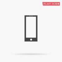 Square smartphone. Simple flat black symbol with shadow on white background. Vector illustration pictogram