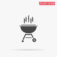 Barbecue grill menu. Simple flat black symbol with shadow on white background. Vector illustration pictogram