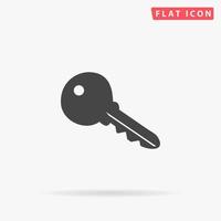 Key. Simple flat black symbol with shadow on white background. Vector illustration pictogram