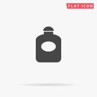 Retro perfume bottle. Simple flat black symbol with shadow on white background. Vector illustration pictogram