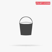 Bucket. Simple flat black symbol with shadow on white background. Vector illustration pictogram