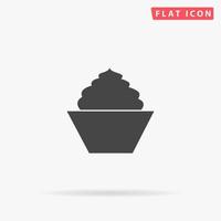 Cupcake. Simple flat black symbol with shadow on white background. Vector illustration pictogram