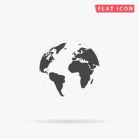 Pictograph of globe. Simple flat black symbol with shadow on white background. Vector illustration pictogram