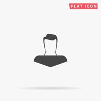 Boy head silhouette. Simple flat black symbol with shadow on white background. Vector illustration pictogram