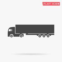 Detailed trucks silhouettes. Simple flat black symbol with shadow on white background. Vector illustration pictogram