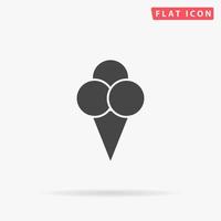 Ice cream. Simple flat black symbol with shadow on white background. Vector illustration pictogram