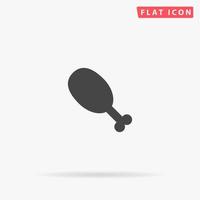 Chicken or turkey leg. Simple flat black symbol with shadow on white background. Vector illustration pictogram