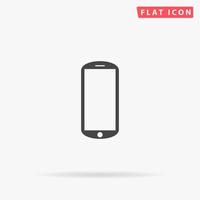 Flat mobile. Simple flat black symbol with shadow on white background. Vector illustration pictogram