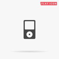 Portable media player. Simple flat black symbol with shadow on white background. Vector illustration pictogram