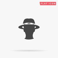 Spy. Simple flat black symbol with shadow on white background. Vector illustration pictogram