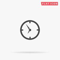 Circle Clock. Simple flat black symbol with shadow on white background. Vector illustration pictogram