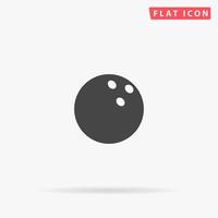 Bowling ball. Simple flat black symbol with shadow on white background. Vector illustration pictogram