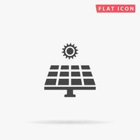 Solar energy panel. Simple flat black symbol with shadow on white background. Vector illustration pictogram