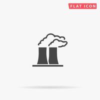 Factory or plant. Simple flat black symbol with shadow on white background. Vector illustration pictogram