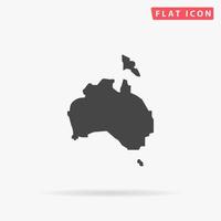 Australia map. Simple flat black symbol with shadow on white background. Vector illustration pictogram