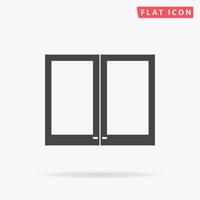 Two plastic Window. Simple flat black symbol with shadow on white background. Vector illustration pictogram