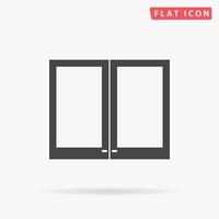 dos ventanas de plástico. simple símbolo negro plano con sombra sobre fondo blanco. pictograma de ilustración vectorial vector