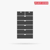 Drawer. Simple flat black symbol with shadow on white background. Vector illustration pictogram