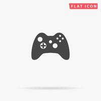 Gamepad. Simple flat black symbol with shadow on white background. Vector illustration pictogram